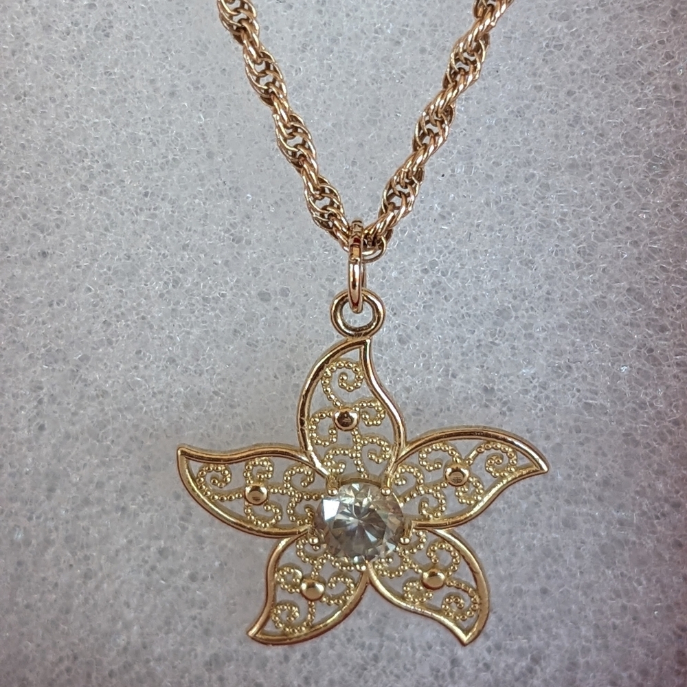 14 K Gold Rope Chain 24" Necklace 14k Diamond Star Pendant NWOT 4.91 Grams